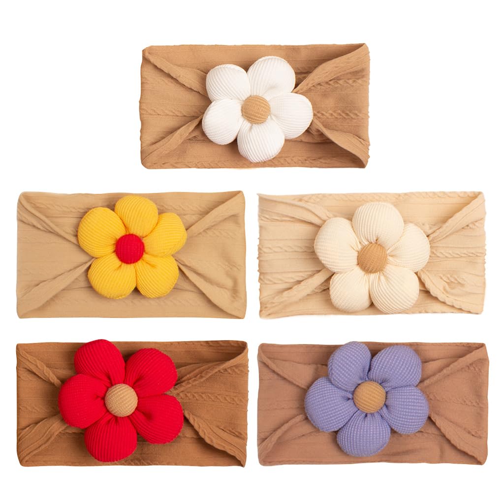 PALAY 5 Pcs Baby Flower Headbands Baby Girls Nylon Headbands Soft Hairbands Hair Accessories for Newborn Infant Toddler Kids PALAY 5 Pcs Baby Flower Headbands Baby Girls Nylon Headbands Soft Hairbands Hair Accessories for Newborn Infant Toddler Kids